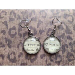 Dean and Sam pendant earrings made with Supernatural book pages